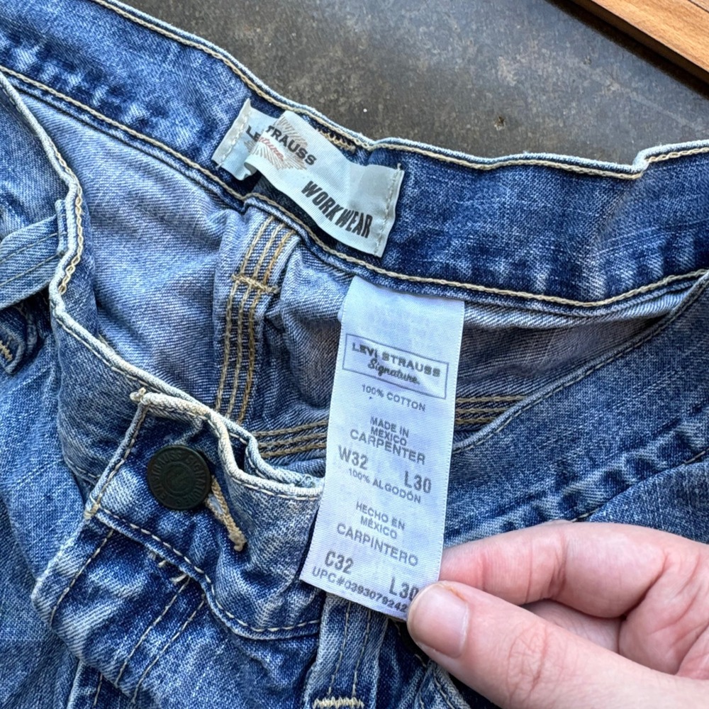 Levi Strauss Signature Workwear Carpenter Jeans Mens 32x30 Blue Denim Utility - Picture 5 of 6